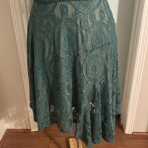 Joyfolie Teal Lace Dress - Picture 3 of 11